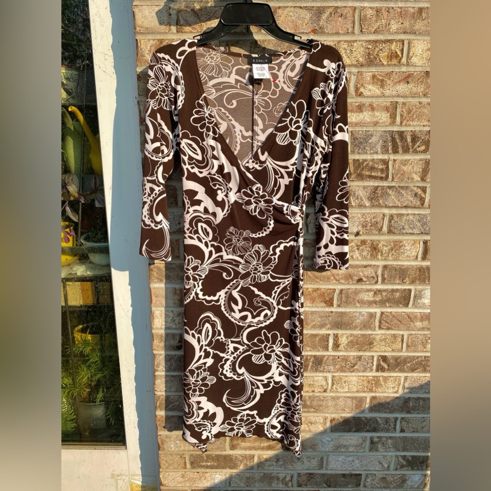 Y2K Dark Brown & White Wrap Style Coconut Girl B.Darlin Dress